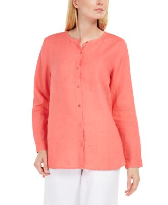 Eileen Fisher - Organic Linen Collarless Shirt