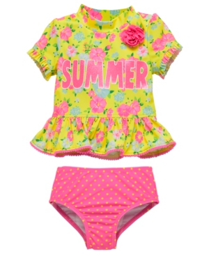 image of Wetsuit Club Infant Girls 2 Piece Rashguard Set Featuring A Bold Floral Design