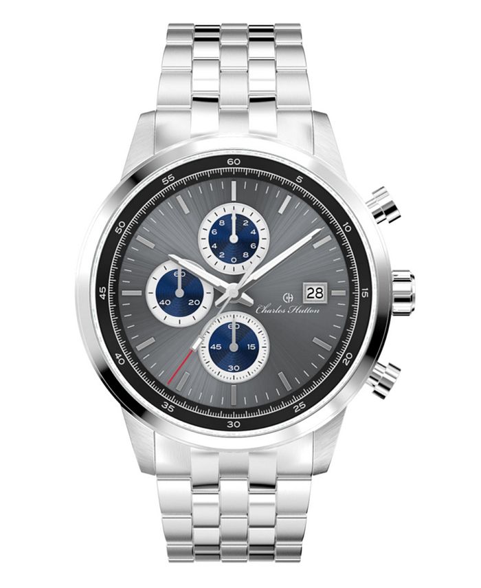 Charles Hutton Men's Valiant Chronograph Silver Stainless Steel Strap ...