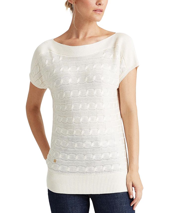 Lauren Ralph Lauren Short-Sleeve Cable-Knit Sweater & Reviews - Sweaters -  Women - Macy's