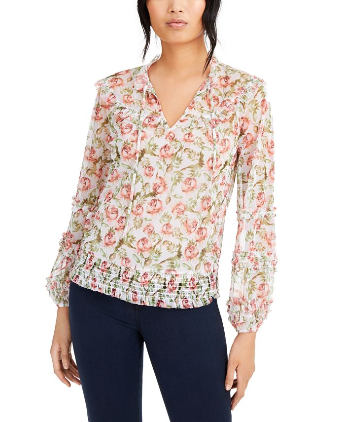 INC International Concepts INC Printed Peasant Blouse, Created for Macy ...