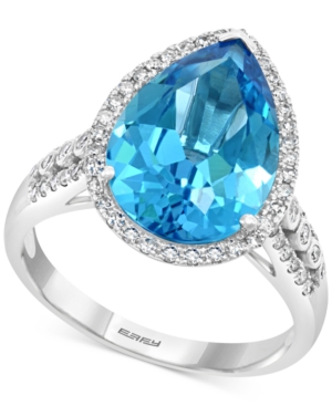 image of Effy Blue Topaz (5-7/8 ct. t.w.) & Diamond (1/3 ct. t.w.) Ring in 14k White Gold