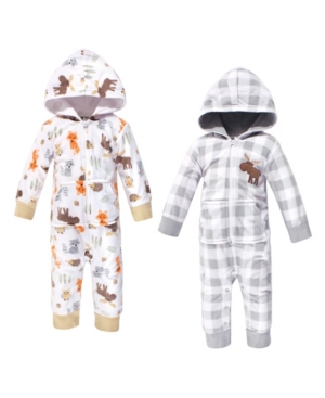 Hudson Baby Baby Girls and Boys Woodland Fleece Jumpsuits Coveralls and Playsuits Pack of 2