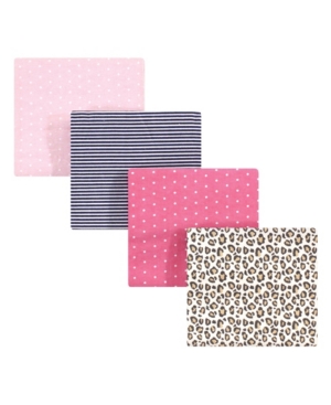 image of Hudson Baby Baby Girls Leopard Flannel Receiving Blankets