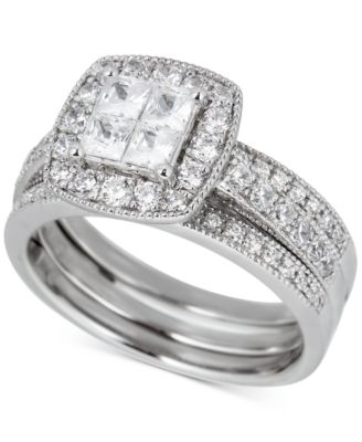 Macy's - Diamond Princess Enhancer Bridal Set (1-1/2 ct. t.w.) in 14k White Gold