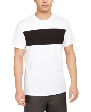 Alfani Men's Colorblocked Ottoman Stripe T-shirt, Created For Macy's In Bright White