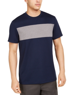 Alfani Men's Colorblocked Ottoman Stripe T-shirt, Created For Macy's In Neo Navy
