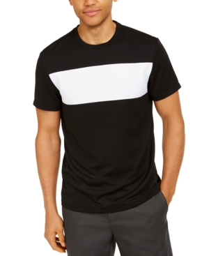 Alfani Men's Colorblocked Ottoman Stripe T-shirt, Created For Macy's In Deep Black