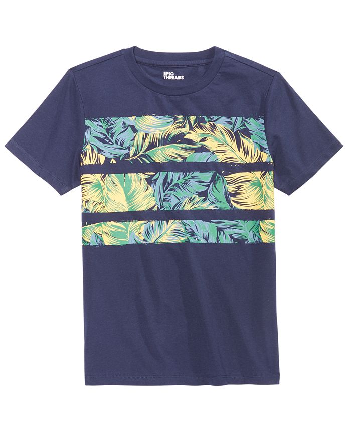 Epic Threads Big Boys Tropical Stripe T-Shirt, Created for Macy's - Macy's