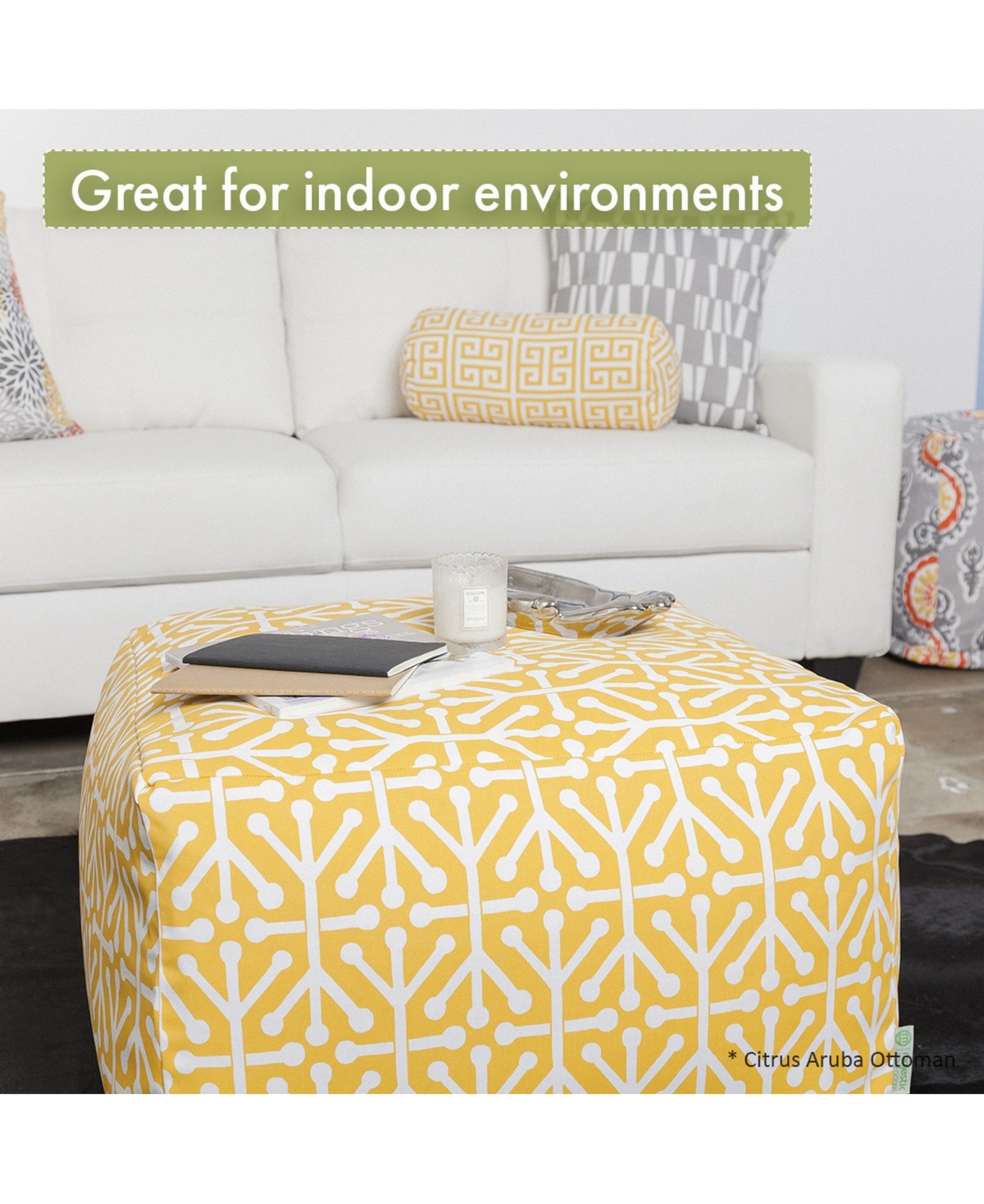 Majestic Home Goods Large Polka Dot Ottoman Square Pouf 27