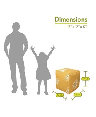 Coral Ottoman Pouf Cube 17" x 17"