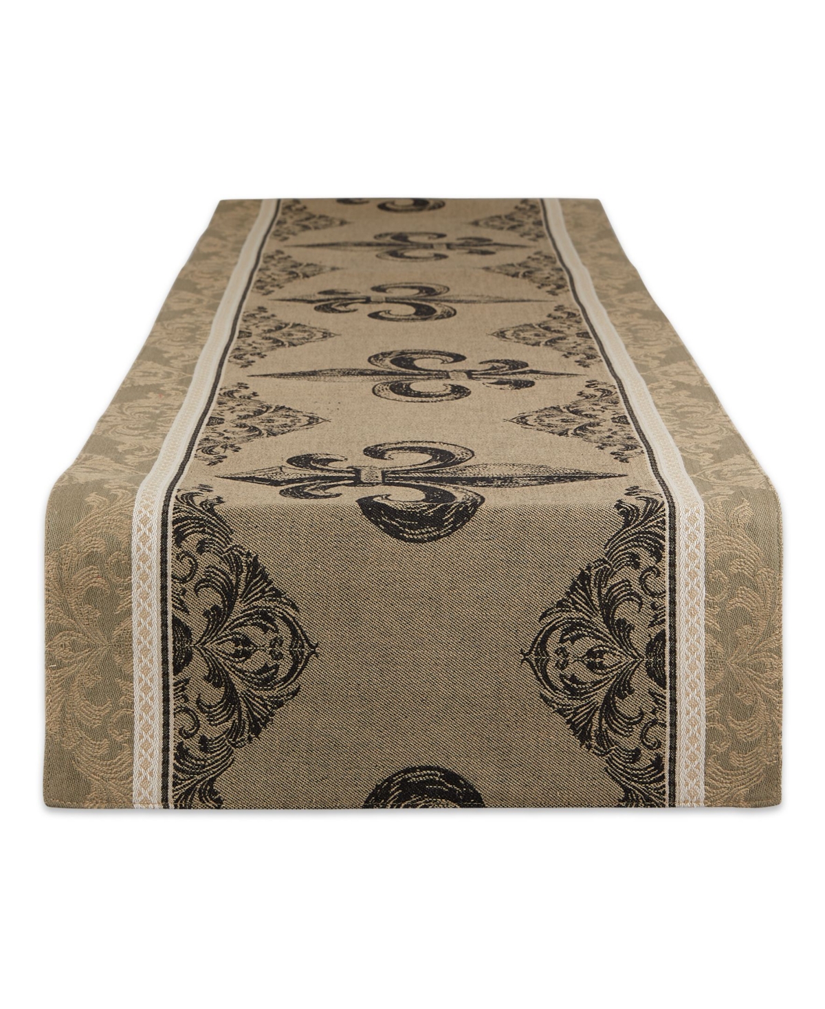 Design Imports Fleur De Lis Stripe Jacquard Table Runner