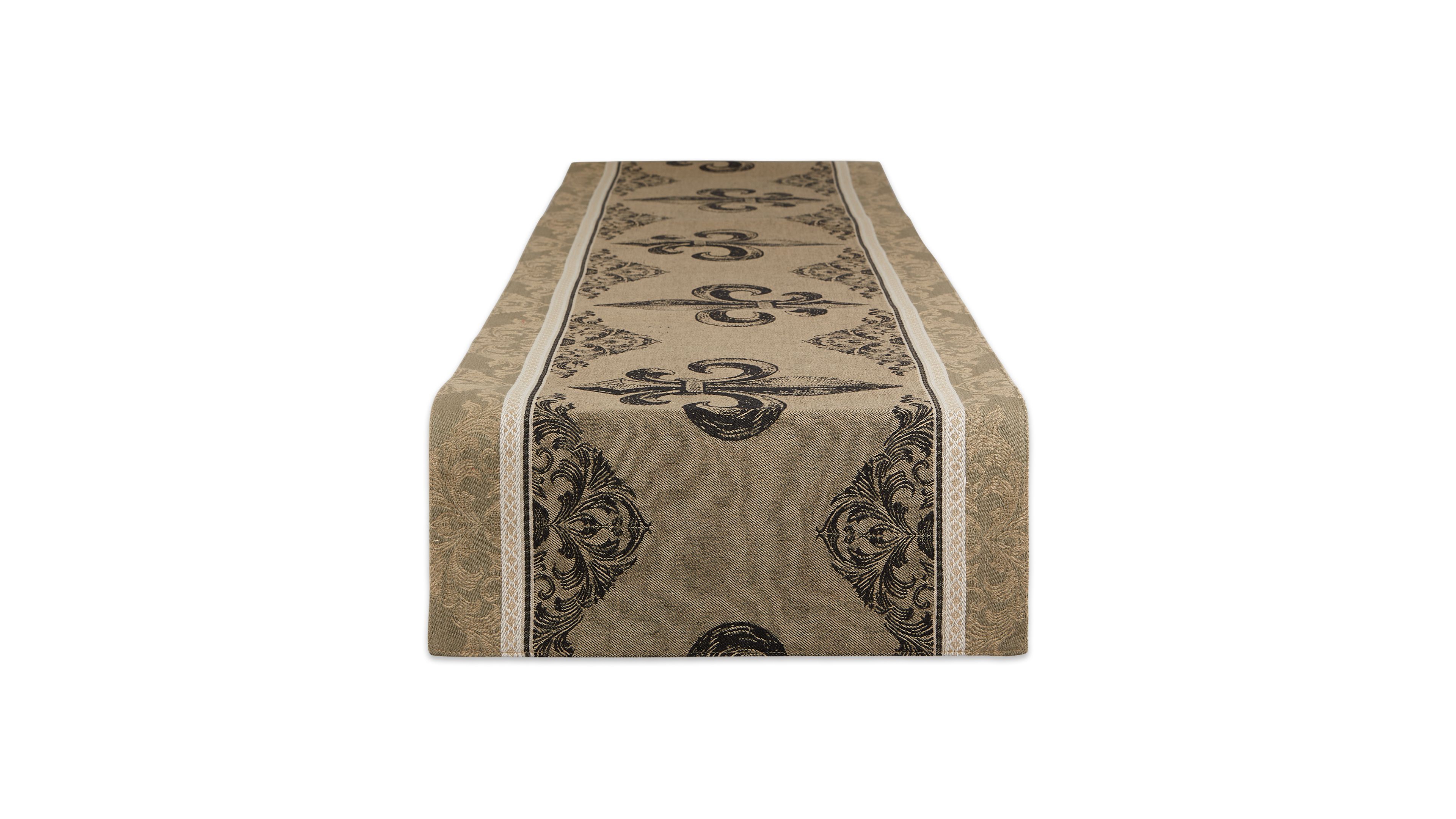 Design Imports Fleur De Lis Stripe Jacquard Table Runner