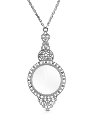 image of 2028 Silver Tone Crystal Filigree Magnifying Glass 30