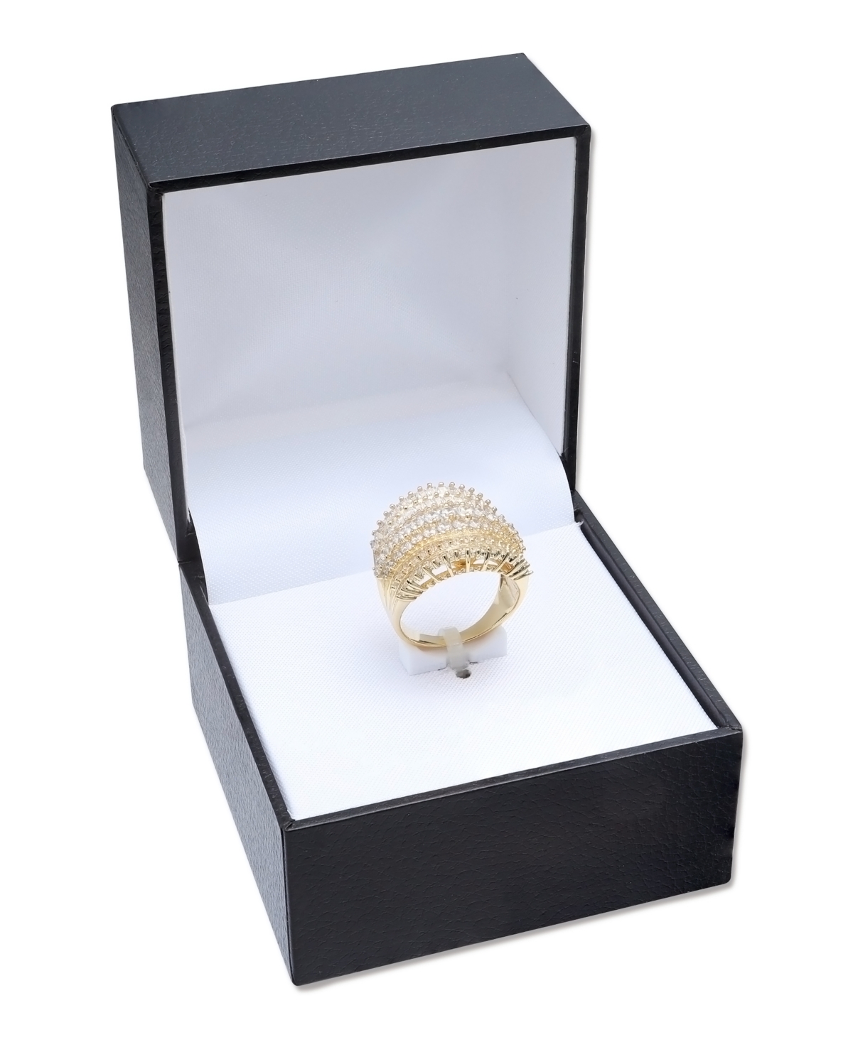 Cubic Zirconia Multi Row Princess, Baguette & Pave Band (4-1/5 ct. t.w.) in Sterling Silver or 18k- Gold over Silver