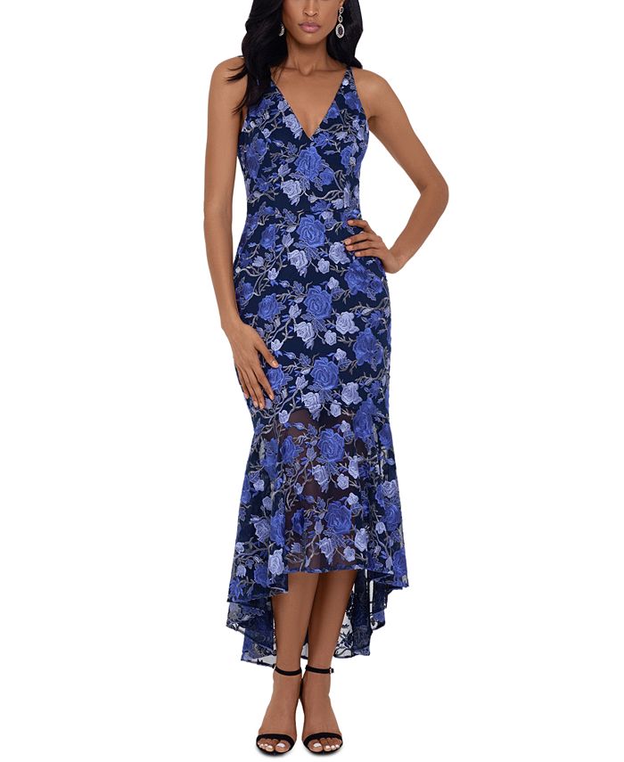 Xscape embroidered best sale sleeveless ball gown