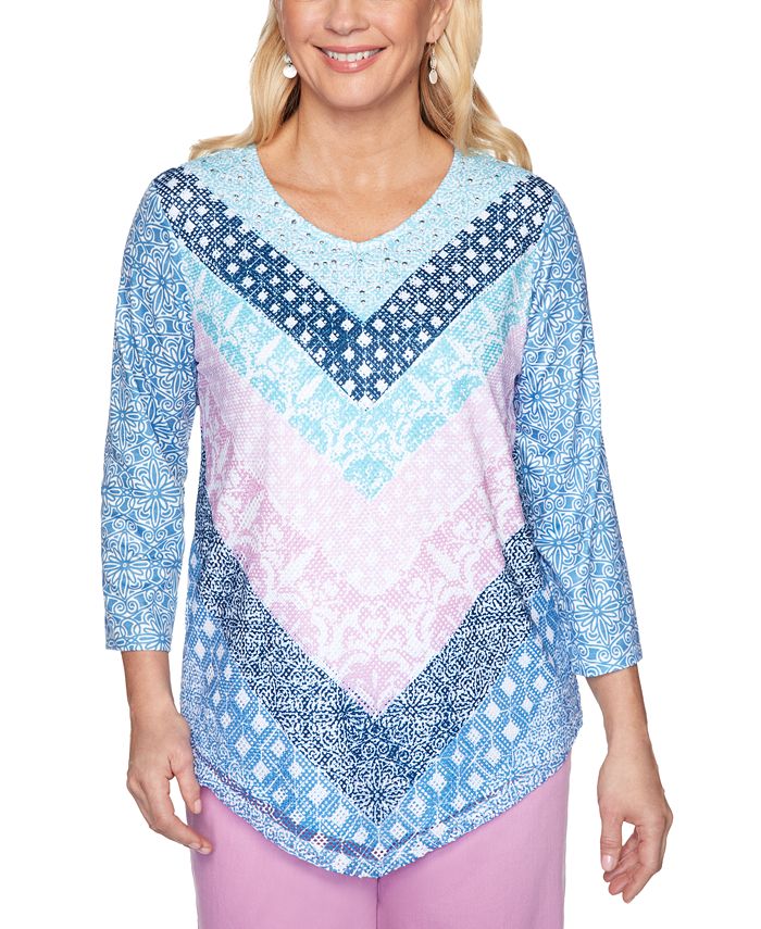 Alfred Dunner Petite Petal Pushers MixedPrint Top Macy's