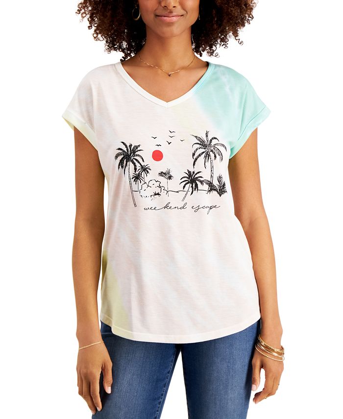 Style & Co Weekend Escape Tie-Dye Graphic T-Shirt, Created for Macy's ...