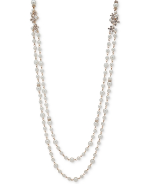 image of Anne Klein Gold-Tone Imitation Pearl & Crystal 42