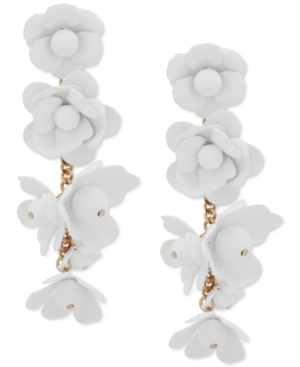 image of Dkny Gold-Tone Flower Drop Earrings