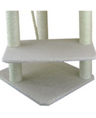Ivory 57-inch High Real Wood Cat Tree with Fleece Covered Climber and Condo B5701