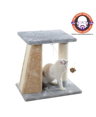 X2001 Two-Level Platform Real Wood Scratcher with Sisal Carpet Board for Small Cats