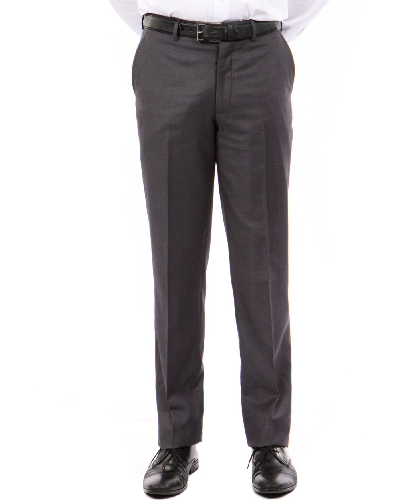 Мужские брюки Tazio Slim-Fit Flat Front Stretch Dress Pants, цвет: Тёмный серый — фото 4