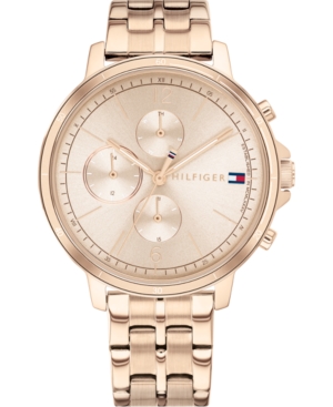 image of Tommy Hilfiger Women-s Chronograph Carnation Gold-Tone Stainless Steel Bracelet Watch 38mm