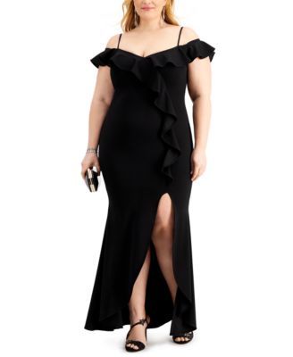 Betsy Adam Plus Size Ruffled Off The Shoulder Gown Macy s