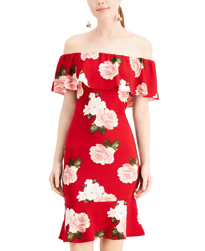 Almost Famous Juniors Floral Off The Shoulder Dress Macy s