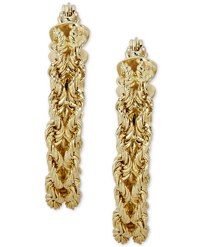 Macy's Heart Rope Chain Hoop Earrings in 14k Gold & Reviews Earrings