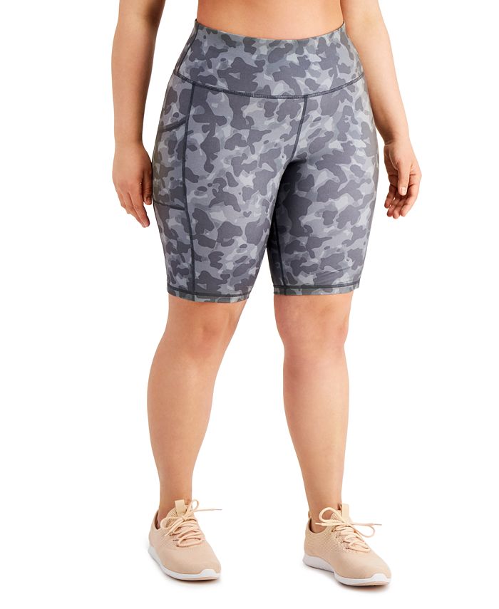 Id Ideology Womens 10 High Rise Pocket Bike Shorts Gray Size Medium