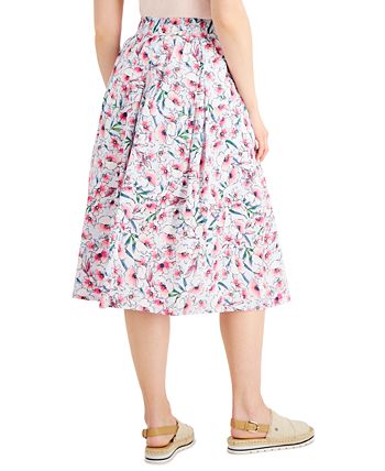 Tommy Hilfiger Floral Print Cotton Midi Skirt Macy s