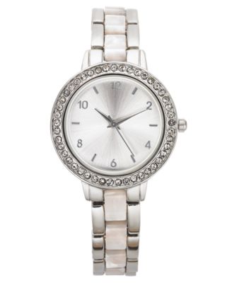 Charter Club - Women's Silver-Tone & White Bracelet Watch 33mm