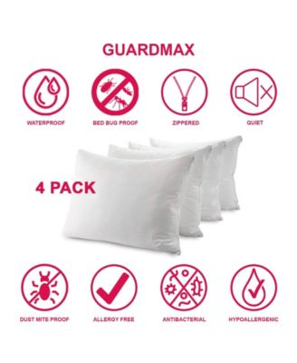 Waterproof Zippered Pillow Protector - King Size  - 4 Pack