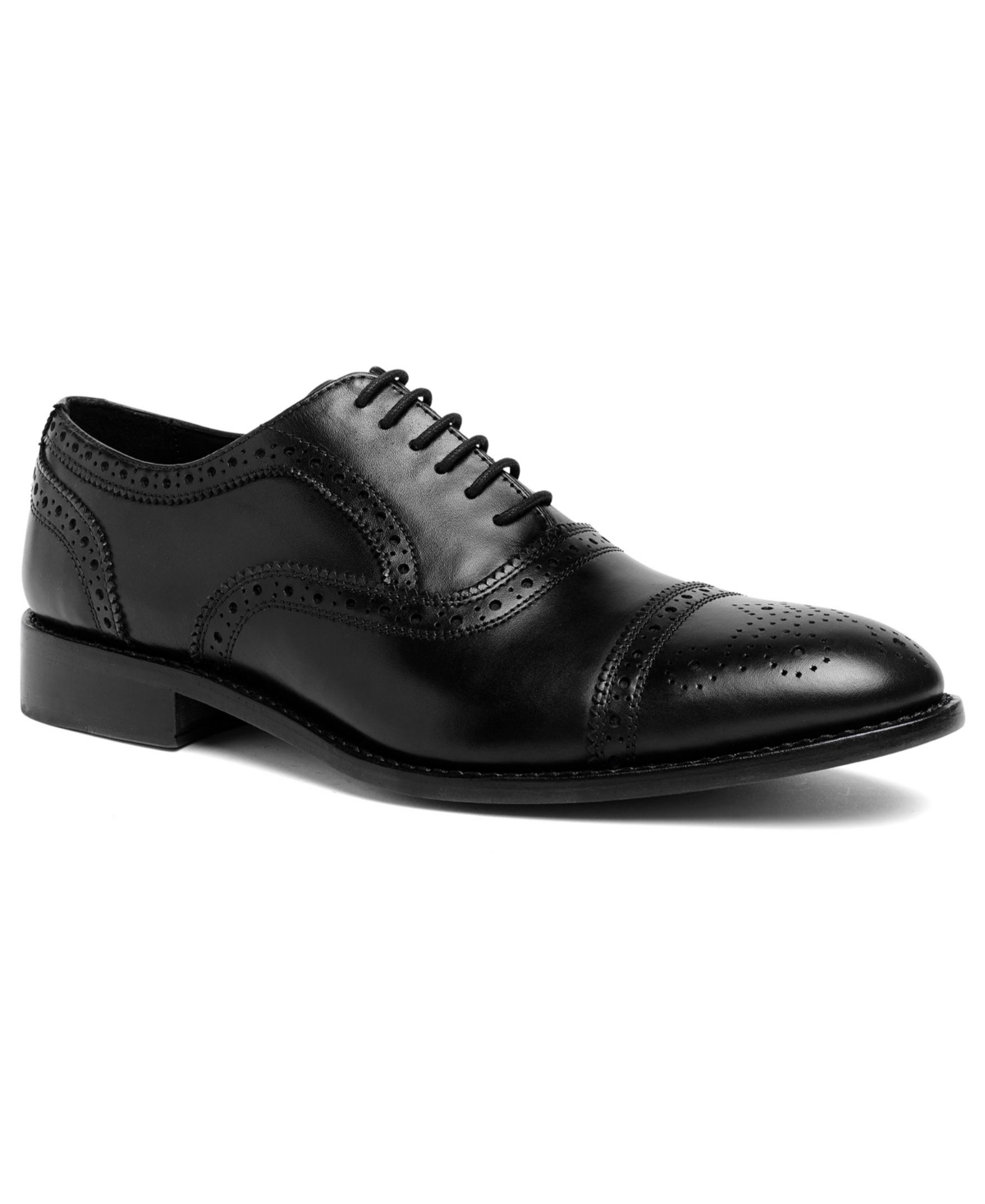 Men's Ford Quarter Brogue Oxford Leather Sole Lace-Up Dress Shoe - Black