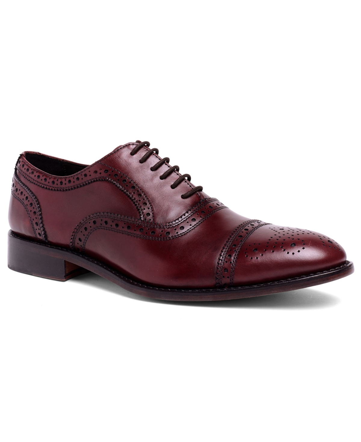 Men's Ford Quarter Brogue Oxford Leather Sole Lace-Up Dress Shoe - Black