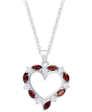 image of Rhodolite Garnet (1-3/8 ct. t.w) & White Quartz (1/4 ct. t.w) Heart 18