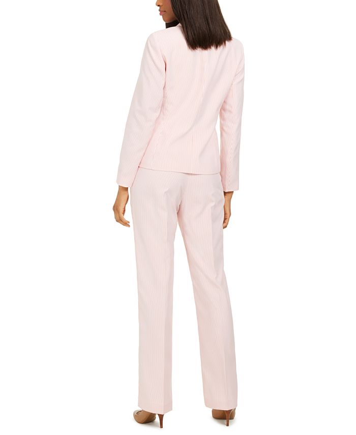Le Suit Petite Pinstripe Pantsuit - Macy's