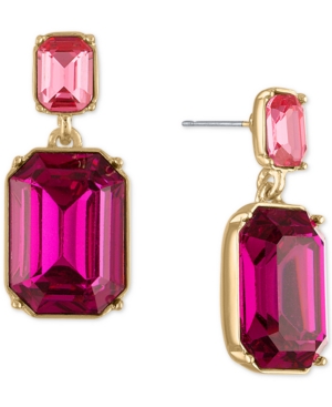 image of Rachel Rachel Roy Gold-Tone Pink Stone Double Drop Earrings