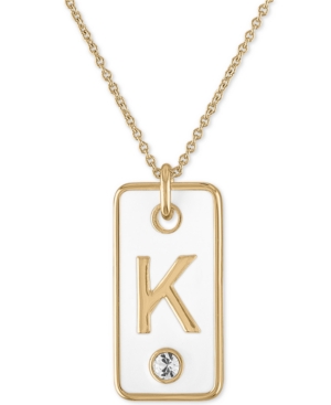 Rachel Rachel Roy Gold-Tone Initial White Tag Pendant Necklace 24