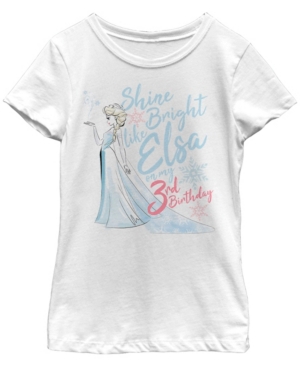 Big Girls Frozen Birthday Queen Three Short Sleeve T-shirt
