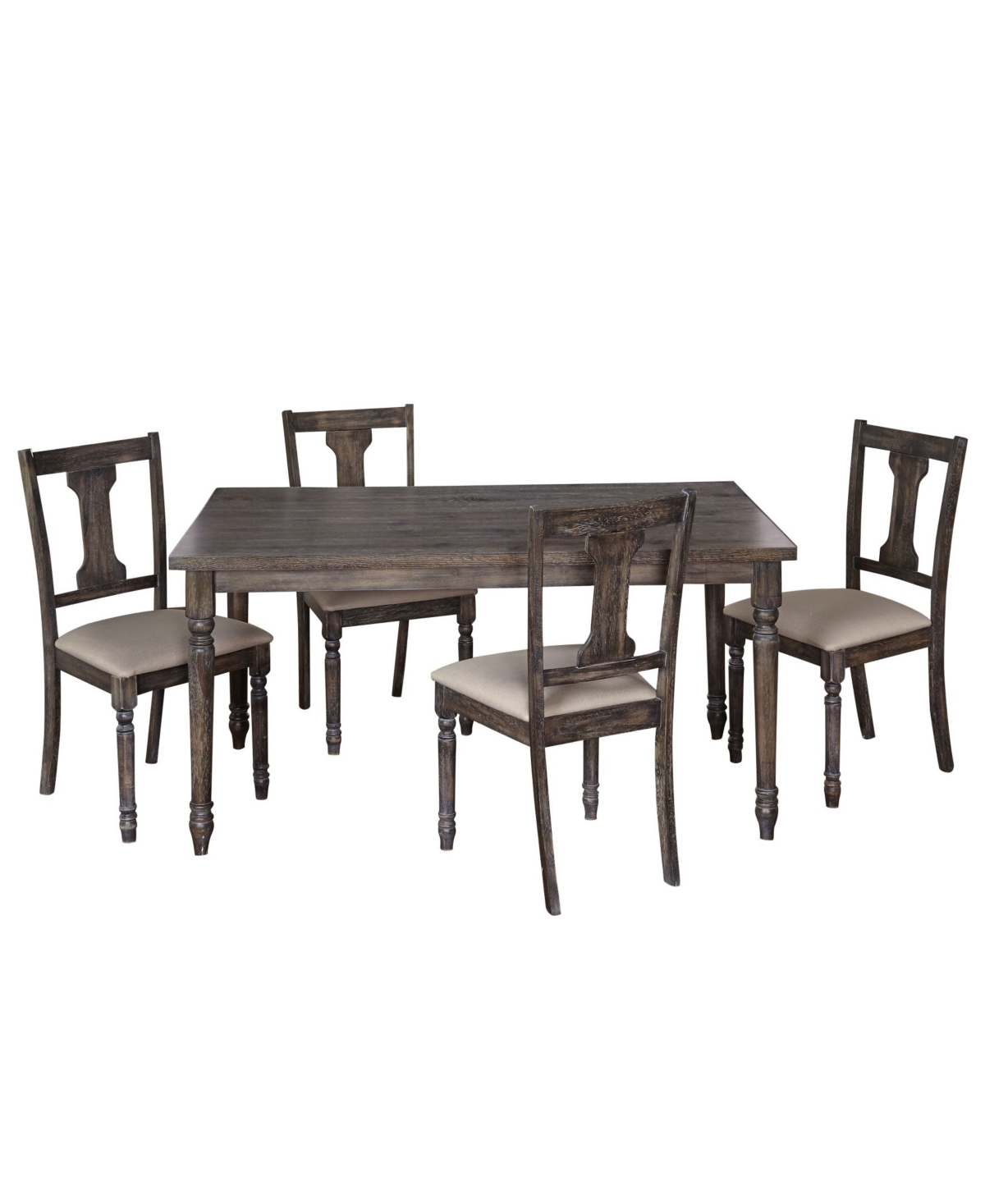 Buylateral 5 Piece Burntwood Dining Set