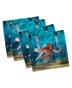 Ambesonne Mermaid Set of 4 Napkins 12