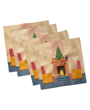 Ambesonne Fireplace Set of 4 Napkins 12