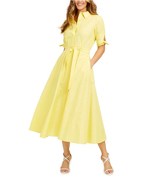 Calvin Klein Cotton Solid Shirtdress Reviews Women Macy S