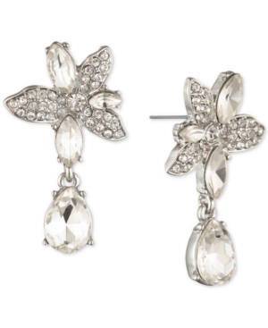 image of Givenchy Crystal Flower Drop Earrings