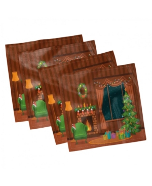 Ambesonne Fireplace Set of 4 Napkins 18