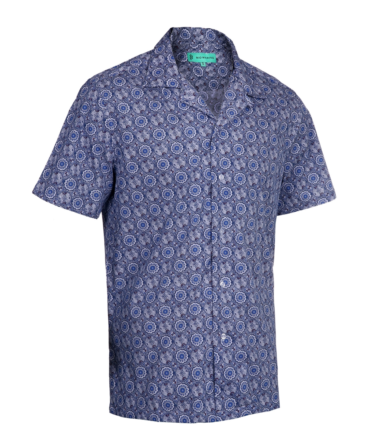 Men's Hawaiian Print Cotton Dress Shirts - Royal Blue