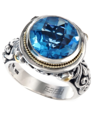 image of Balissima by Effy Blue Topaz Round Ring in 18k Gold and Sterling Silver (5-3/4 ct. t.w.)
